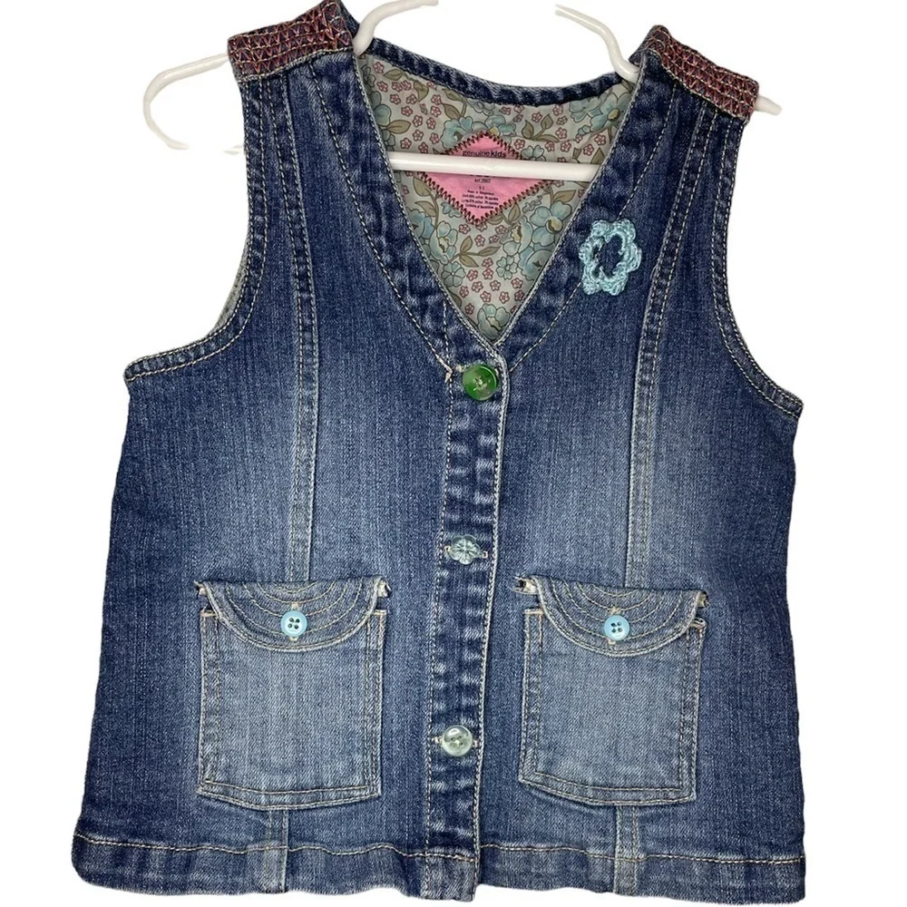 Genuine kids jean embroidered vest vintage denim vest